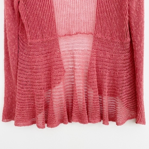 Eileen Fisher Coral Loose Knit Linen Blend Peplum Cardigan Sweater Size Small - Picture 10 of 15